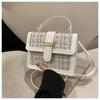 Bolso pequeño cuadrado con textura de color sólido simple de estilo coreano para mujer, bolso bandolera de lana a cuadros de invierno 2024
