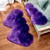 Tapete de pelúcia fofo multicolorido de pelo longo, formato de coração de pele sintética, coração de amor, coração duplo, duas pessoas, casal, hotel, celebração de casamento