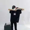 Camiseta de Manga Corta con Estampado de Letras Chic de Gama Alta Americana para Mujer Verano Algodón Puro Holgada Perezosa Versátil Top