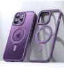 Suporte para Celular iPhone 15 Pro Personalizado Transparente Fosco Giratório Anti-Queda Capa Protetora Magnética para iPhone 16