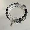 Pulseira Flor Explosão Bicolor Preto e Branco, Design de Nicho Estilo Chinês, Pulseira Simples e Versátil, Pulseira DIY, Pulseira Melhor Amigo Estudante