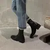 2026 Botines Retro de Punta Cuadrada Estilo Nuevo con Cremallera Lateral, Botines Cortos para Mujer, Calzado de Exterior Otoño e Invierno, Botines de Tobillo con Tacón Grueso, Botas Martin