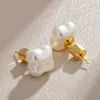 Pendientes de Botón Cuadrados de Perla Populares de Influencer de Moda Pendientes Versátiles Exquisitos Pendientes de Diseño de Nicho de Perla de Pan de Alto Nivel