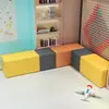 Instituição de Treinamento Área de Descanso Sofá Recepção Educação Infantil Jardim de Infância Escola Criativo Simples Moderno Couro Faixa Longa Combinação
