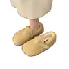 Novos Mocassins de Inverno 2025 com Bico Redondo e Solado Plano para Uso Externo, Versáteis e Quentes Sapatos Birkenstock de Camurça