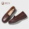 Zapatos Ram para Mujer, Zapatos Pequeños de Cuero, Mocasines Suaves, Planos Estilo Británico de Piel Genuina, Slip-Ons de Suela Plana, Zapatos de Mamá