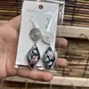 Pendientes de Pieza Bordada Vintage Bordados a Mano de Estilo Étnico de Moda, Colgantes de Oreja Pequeños Cortos con Borlas, Joyería de Plata Miao de Yunnan para Mujeres