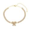 Tobillera popular europea y americana personalizada creativa de mariposa Joyería de playa femenina ins simple doble fila Accesorios para el pie incrustados con diamantes en stock por lote