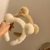 Tiara Fofa com Orelhas de Urso para Mulheres Outono e Inverno Pelúcia Máscara de Lavar o Rosto Tiara Desenho Animado Franja Cabelo Quebrado Acessórios de Cabelo