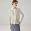 Elegante cardigã suéter de outono 100% caxemira pura para mulheres, gola redonda, com acabamento plissado, oferecendo um visual de tricô sofisticado e de caimento solto