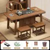 Nova Mesa de Café para Varanda Estilo Chinês Conjunto de Mesa e Cadeiras de Madeira Maciça Mesa para Preparo de Chá Apartamento Pequeno Casa Mesa de Chá Gongfu Conjunto Completo Integrado