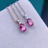 Colgante sencillo de cuatro garras con topacio rosa natural incrustado Regalo de cumpleaños para mujer Venta caliente transfronteriza Cabello de fábrica