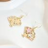 Novo estilo chinês leve luxo high-end estilo nacional pequeno fresco elegante brincos estilo mori lindo leque de flor de cerejeira gancho de orelha oco