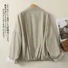 Casaco feminino plus size 2026 novo estilo início do outono jaqueta casual solta top para mães de meia-idade, peça externa fashion