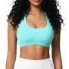 Sujetador deportivo cruzado sin costuras para mujer, que alisa la espalda, de corte ajustado, alta elasticidad, ajustado, con cuello halter, adecuado para correr, fitness y yoga