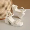 Sandalias de Suela Gruesa para Mujer, Nuevo Estilo Verano 2026, Tacones Altos de Una Correa, Tacones Gruesos, Adecuadas para Combinar con Vestidos, Zapatos de Hada con Punta Abierta
