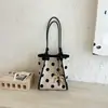 Bolsa Feminina de Ombro Único 2026 Verão Nova Bolsa de Mão de Bolinhas Estilo Ins Bolsa de Praia para Férias de Verão Bolsa de Compras Artística