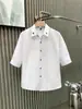 Camisa Masculina Manga Curta Antirrugas Slim Estilo Coreano Profissional Formal Verão Jovem Casual de Negócios Manga Três Quartos Camisa Azul