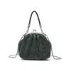 Bolso de Noche Popular Transfronterizo Brillante de Pedrería Completa con Clip Metálico Portátil Cadena Cruzada Bolso Nube para Mujer