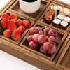 Juego de Té Japonés de Siete Piezas Bandeja de Té Madera Maciza Madera de Paulownia Quemada Bandeja de Madera Set de Bandejas de Madera Retro para el Hogar