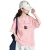 Camiseta de manga corta con estampado de dibujos animados para niños, nuevo modelo 2026 para niñas, camiseta básica de verano dopamina para niños con cuello redondo y media manga