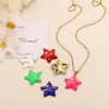 Colgante de Estrella de Cinco Puntas con Goteo de Aceite de Acero Inoxidable, Diseño de Nicho de Lujo Ligero, Para Collares y Pendientes DIY, Versátil y Elegante