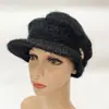 Boina de Pico de Pato de Moda Estilo Coreano Sombrero de Lana Tejido Versátil Otoño e Invierno Forrado de Felpa Resistente al Frío Sombrero Cálido a la Moda