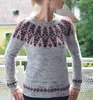 Deseo suéter de punto de moda con cuello redondo, bloques de color, corte holgado, estilo nuevo europeo y americano de Amazon, superventas para mujer