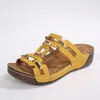 Sandalias de cuña con hebilla metálica transfronterizas en stock 2026 nuevo estilo de verano plataforma talla grande sandalias sin cordones de suela gruesa para mujer