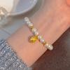 Pulsera Perla de Pared de Loto Pulsera de Cuerda Elástica Colgante de Loto Pulsera para Mujer Joyería Pulsera de Perlas Doradas Mujer