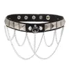 Collar de cuero con personalidad para chicas punk rock europeas y americanas, joyería transfronteriza, cadena de clavícula con cuello atado y tendencia de moda.