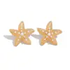 Pendientes de Verano Transfronterizos Europeos y Americanos Estilo Vacaciones en el Océano Textura de Estrella de Mar Pendientes de Diseño de Perla Simple Nicho Venta al por Mayor