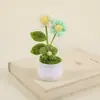 Ramo tejido a mano producto terminado, maceta tipo puff, decoración del hogar, flores artificiales tejidas, ganchillo de hilo, regalo para el Día del Maestro