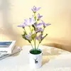 Popular Transfronteiriço 10 Peças Flor Artificial Lírio Pequena Planta em Vaso para Decoração de Casamento, Ornamentação Bonsai Flor Falsa de Tecido de Seda