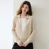 Suéter de cachemira de cuello pequeño para otoño e invierno para mujer, simple y de corte holgado, con un aspecto en capas, adecuado para el trabajo y como capa interior.