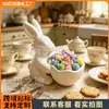 Nuevo producto transfronterizo: Adorno de conejo de Pascua impreso en 3D, lindo cuenco de dulces, decoración exquisita para escritorio y sala de estar