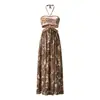 Estilo Europeo y Americano Comercio Exterior Nuevo Moda Mujer Tirantes Espalda Descubierta Sexy Banquete Vestido Halter