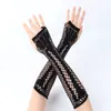 Guantes de Malla Europeos y Americanos de Moda Transfronterizos Estilo Gótico Calavera Guantes de Malla Oscura Cosplay de Halloween