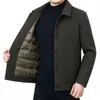 Fornecimento exclusivo transfronteiriço de jaquetas de lã masculinas de inverno, jaquetas acolchoadas de gola virada xadrez para homens de meia-idade, estilo business casual