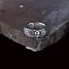 Anillo abierto de calavera con alas de plata de ley 925 vintage, artesanía tailandesa con acabado envejecido, anillo unisex personalizado de moda al por mayor