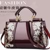 Bolso de Piel Genuina de Gama Alta para Mujer Estilo Nuevo Bordado Estilo Chino Bolso para Mujer de Mediana Edad Bolso de Mano para Nuera Bolso Grande de Hombro Cruzado