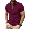 2026 Amazon Transfronterizo Verano Nuevo Camisa Polo para Hombre Waffle Color Sólido Manga Corta Cremallera Camiseta Top