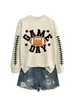 Amazon eBay sitio independiente de moda y único para mujer día de partido colorido fútbol cuello redondo manga larga sudadera