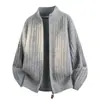 Suéter de Punto con Cuello Alto, Cremallera y Rayas Verticales para Hombre, Nuevo de Otoño e Invierno, Moda Juvenil Casual, Cárdigan, Ropa Exterior