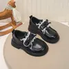 Zapatos de Princesa de Cuero con Suela Suave para Niñas, Zapatos Planos Suaves de Primavera y Otoño para Niños, Zapatos de Cuero Negros para Actuaciones en el Campus Estudiantil