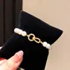 Pulseira Redonda de Zircônia com Pérolas Bordadas Estilo Retrô Francês, Pulseira Simples e Elegante Estilo Palaciano, Joia de Luxo Leve e de Alta Qualidade