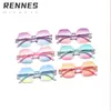 Gafas de Sol Infantiles Sin Marco de una Sola Pieza Transfronterizas Color Caramelo Hexagonales Integradas Lente Oceánica Gafas de Sol con Protección Solar