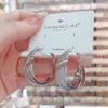 Pendientes Trenzados de Metal Atmosférico de Alta Gama para Mujer, Elegantes Europeos y Americanos, Lujo Accesible, Pendientes Populares de Aguja Plateada, Pendientes para el Trabajo