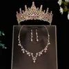 Conjunto de Tres Piezas Nupcial Transfronterizo Accesorios de Boda Corona Collar Pendientes Vestido Joyería de Cristal para Mujer Accesorios de Boda