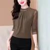 Elegante Atuendo de Otoño Camisa Base Negra de Alta Gama para Mujer 2025 Nueva Camiseta de Manga Larga de Otoño Top Elegante de Primavera y Otoño